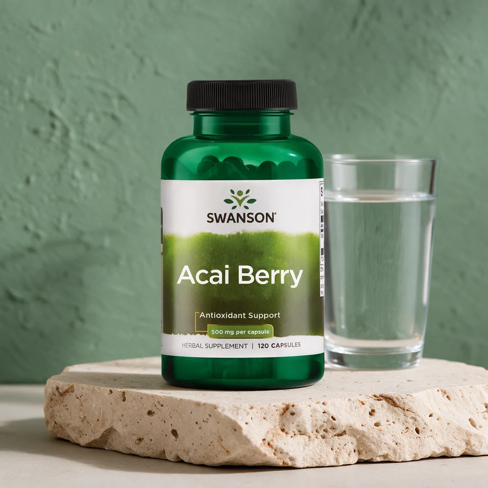 Swanson Acai Berry, boks med 120 kapsler og 500 mg konsentrat i hver