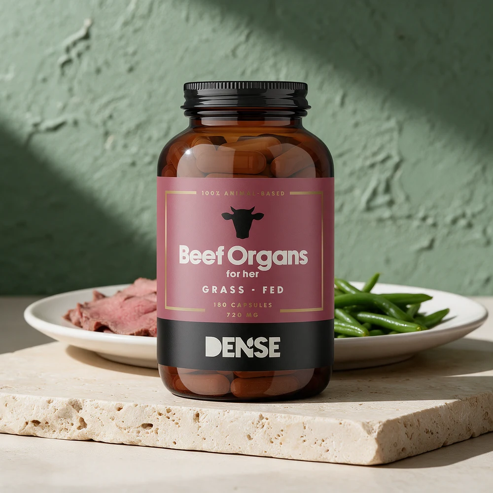 Dense Beef Organs for Her i glassboks, kapsler à 720 mg