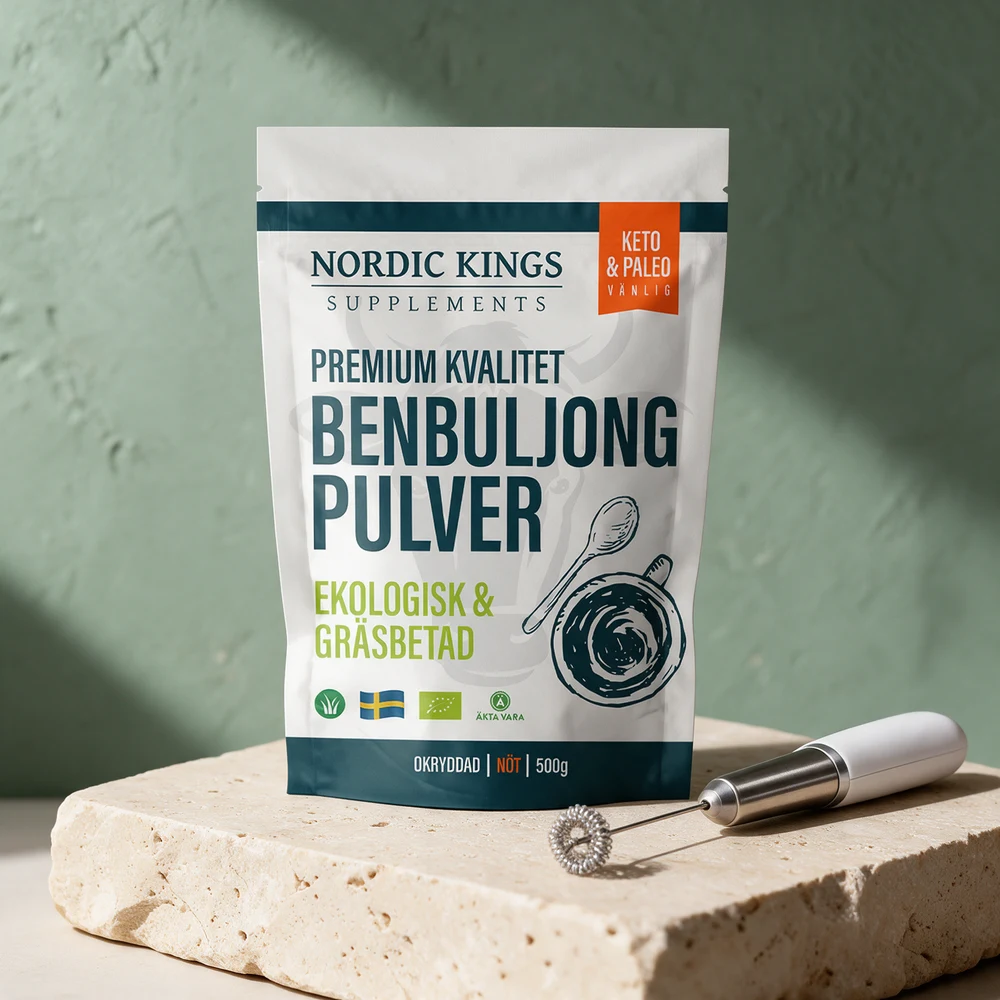 Nordic Kings Benbuljongpulver, pose med økologisk buljongpulver