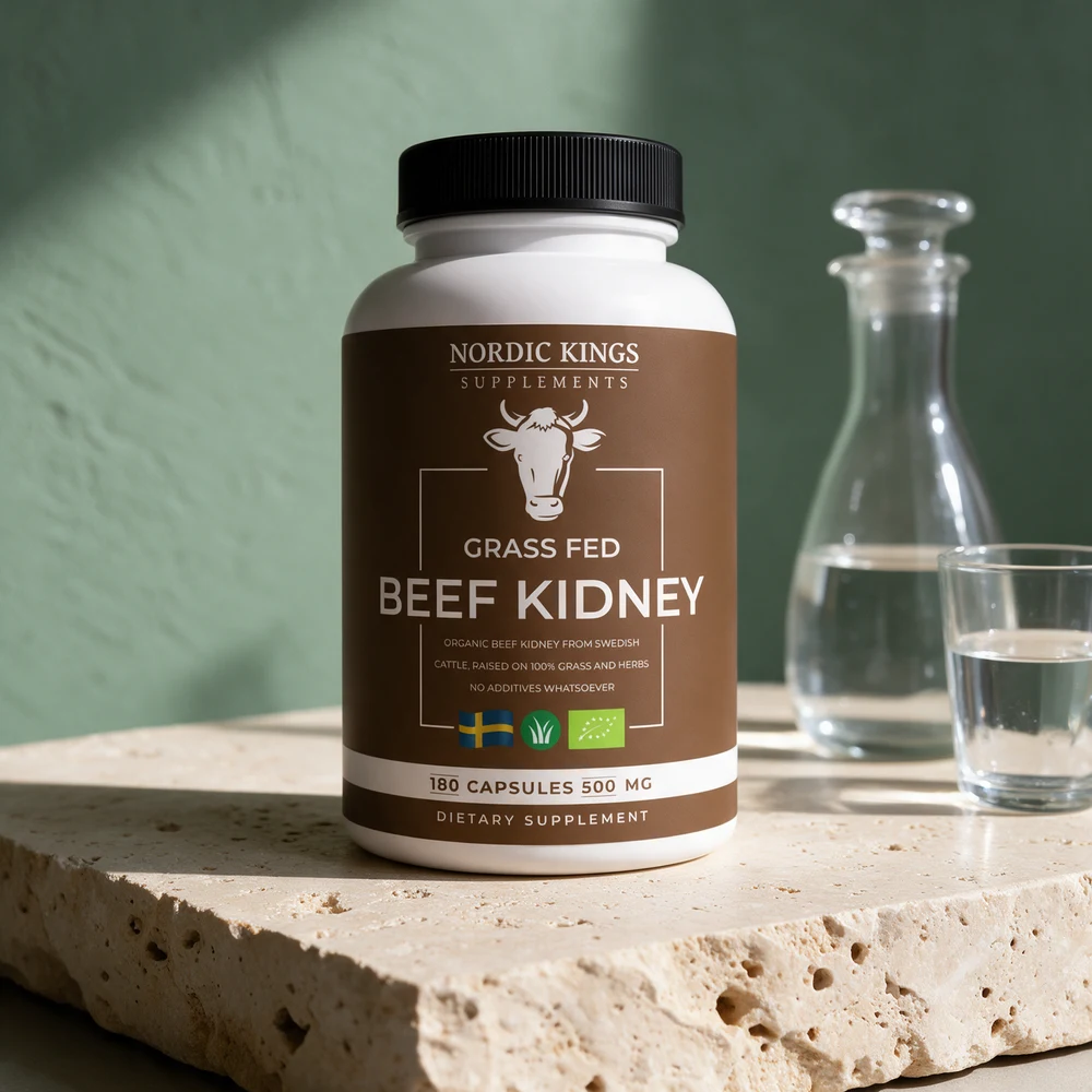Nordic Kings Beef Kidney, plastboks med nyrekapsler à 500 mg