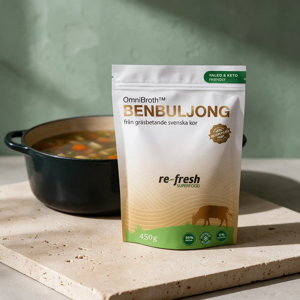 Re-Fresh Benbuljong, pose med frysetørket buljong uten tilsetninger