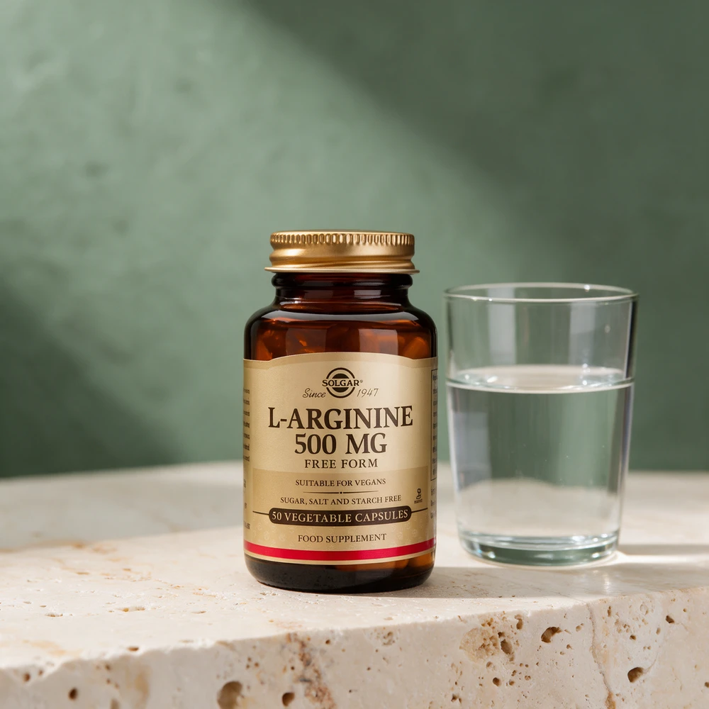 Solgar L-Arginine 500 mg i glassflaske