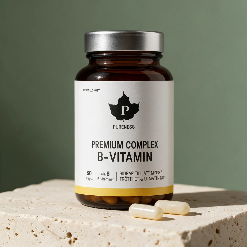 Pureness Premium Complex B-Vitamin, krukke med 60 kapsler og to løse kapsler