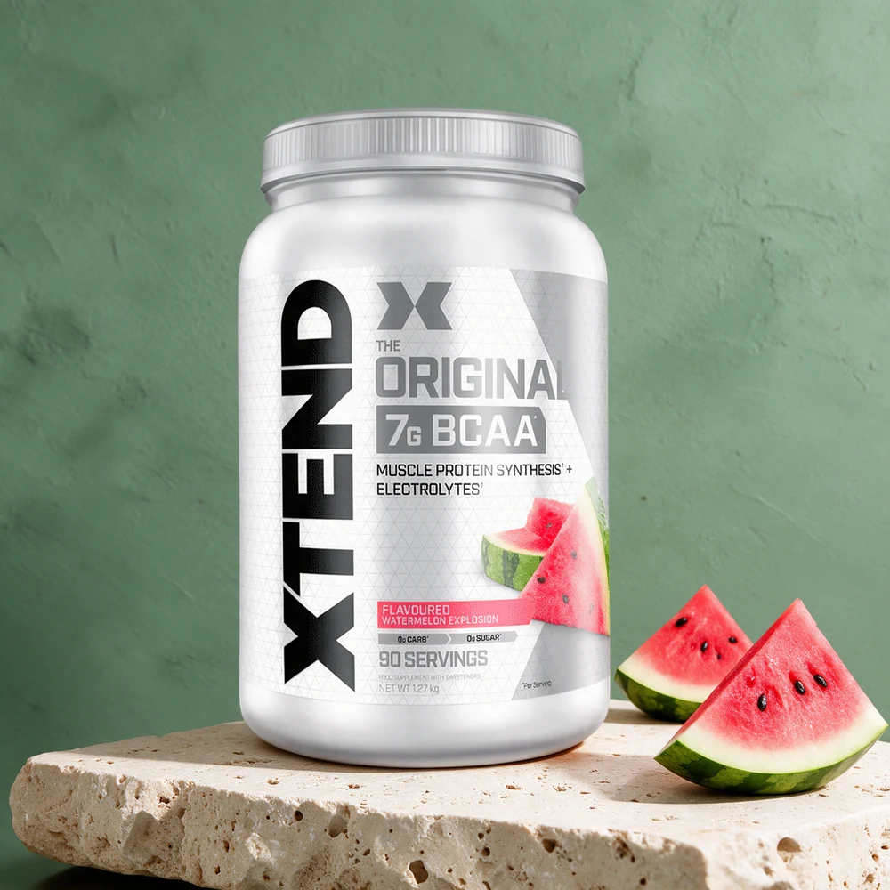 Xtend BCAA i vannmelon, hvit boks med 90 porsjoner