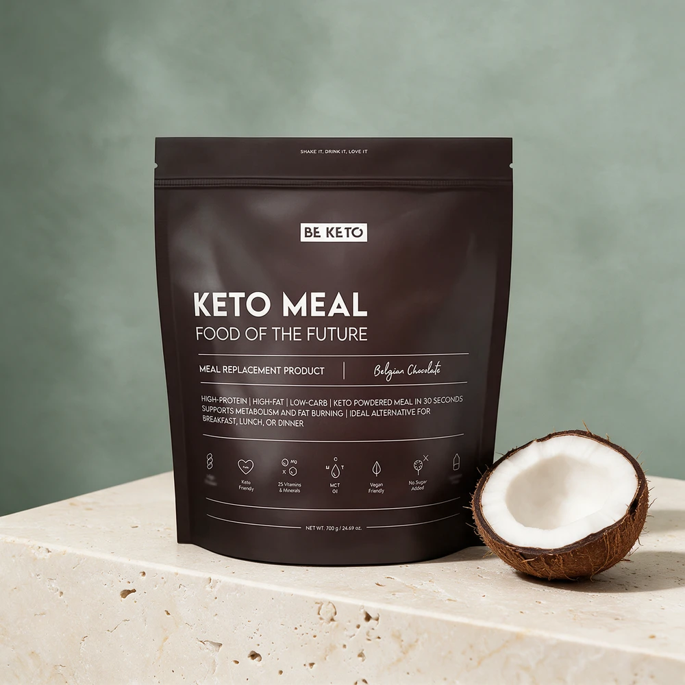 BeKeto Keto Meal Belgian Chocolate, pose på 700 gram merket «Meal replacement product»