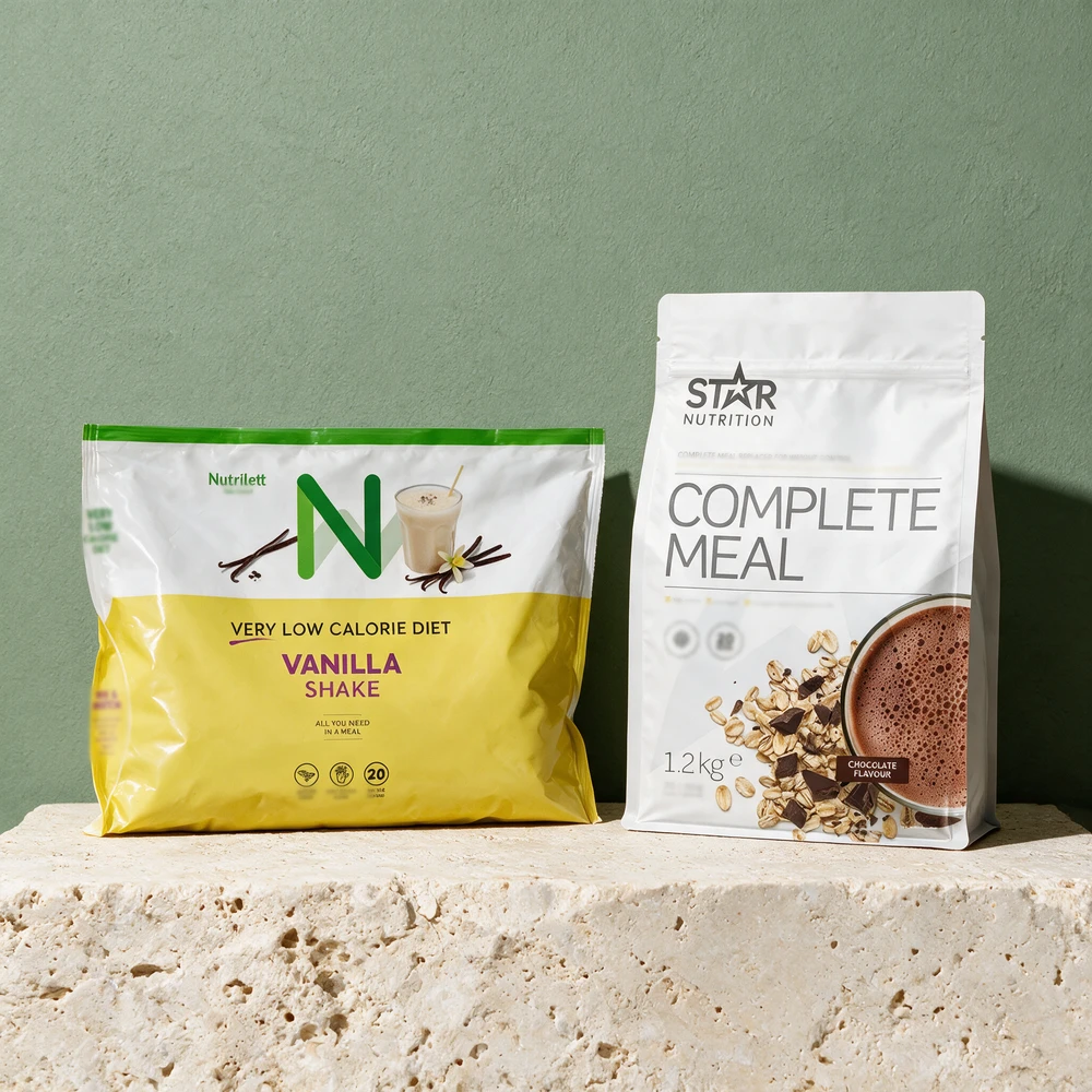 Nutrilett Very Low Calorie Diet Vanilla Shake og Star Nutrition Complete Meal Chocolate flavour på 1,2 kg