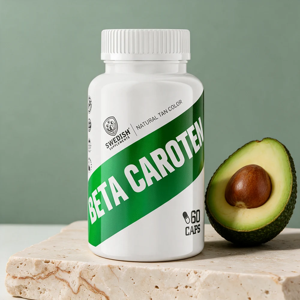Swedish Supplements Beta Caroten, hvit boks merket 60 caps