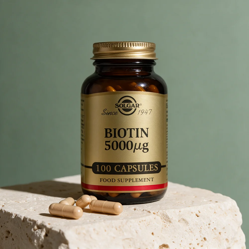 Solgar Biotin 5000 µg, glass med 100 kapsler