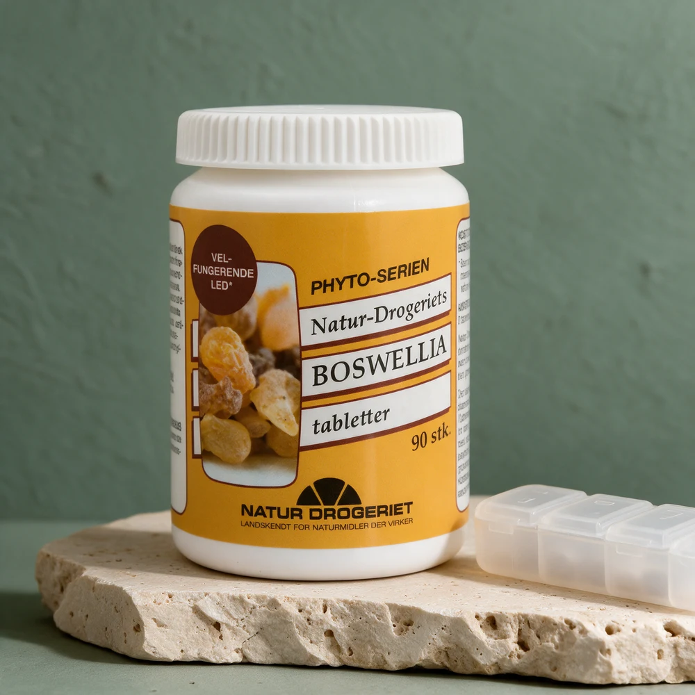 Natur-Drogeriets Boswellia tabletter, boks merket «90 stk.»