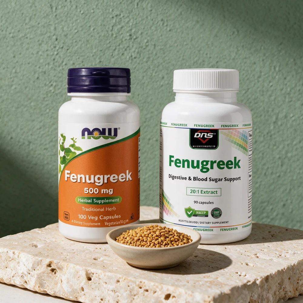 NOW Fenugreek og DNS Fenugreek, frøpulver og ekstrakt