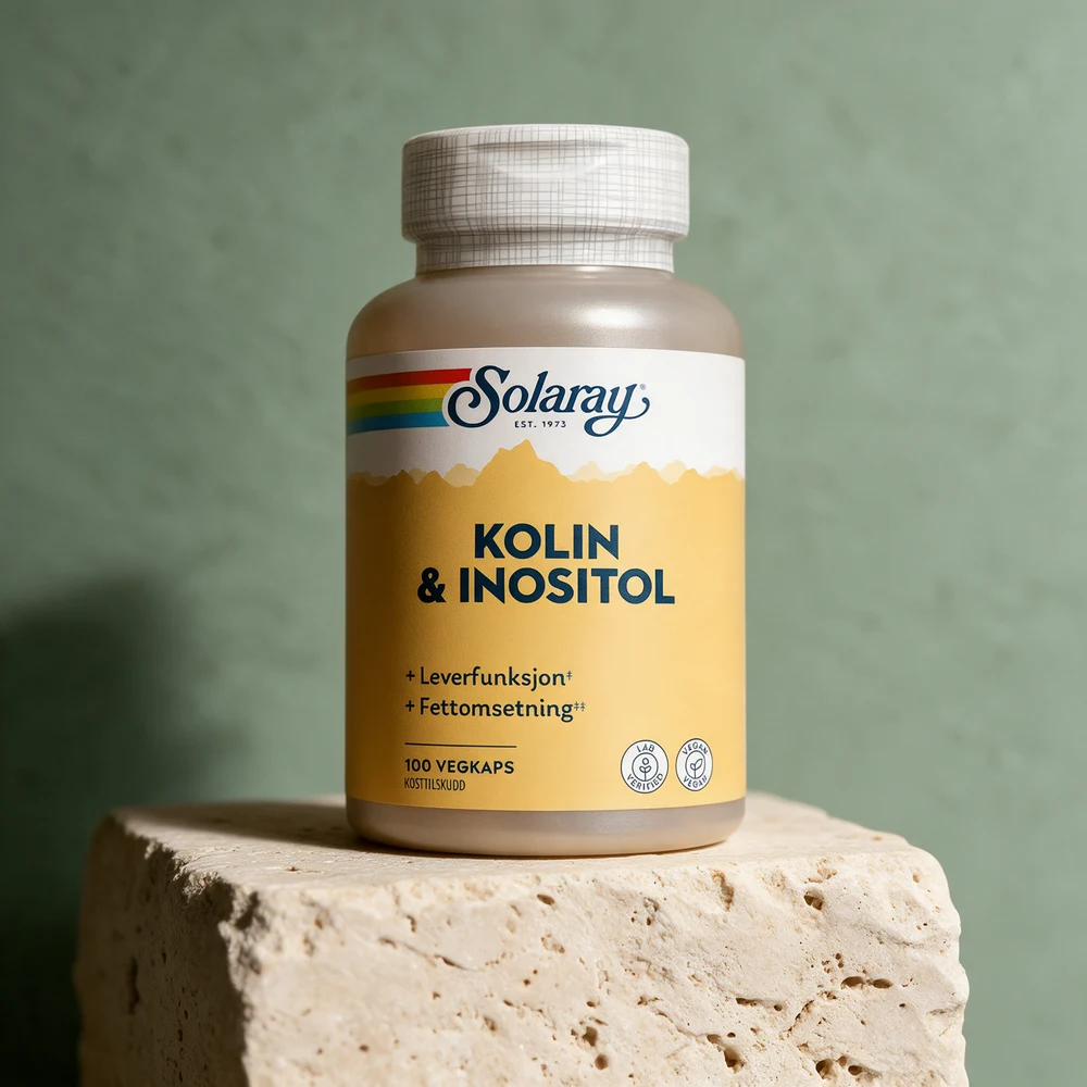 Solaray Kolin & Inositol, boks med 100 vegetabilske kapsler
