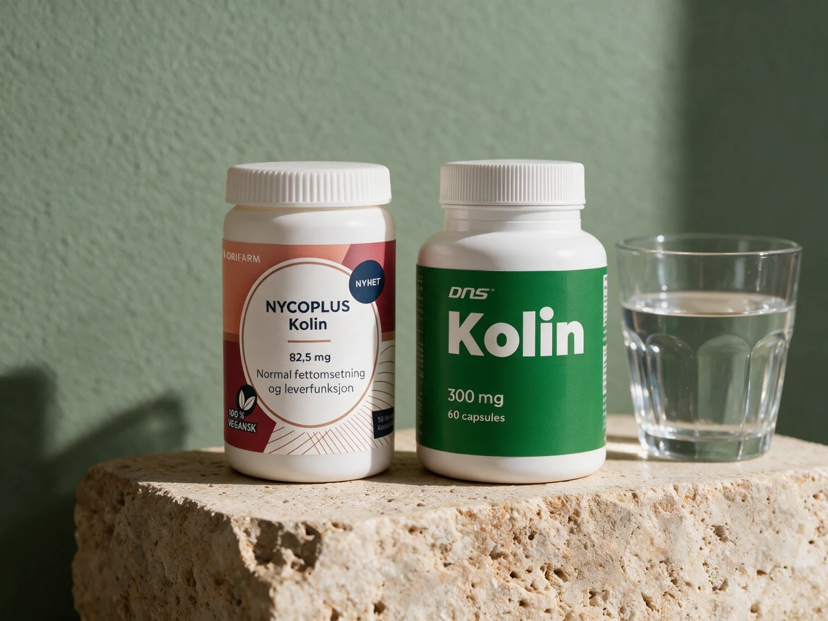 Nycoplus Kolin med 82,5 mg og DNS Kolin med 300 mg på etiketten
