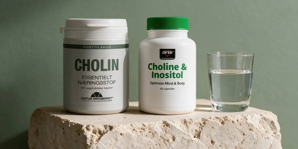 Natur-Drogeriet Cholin, som tas til maten, og DNS Choline & Inositol, som tas med vann