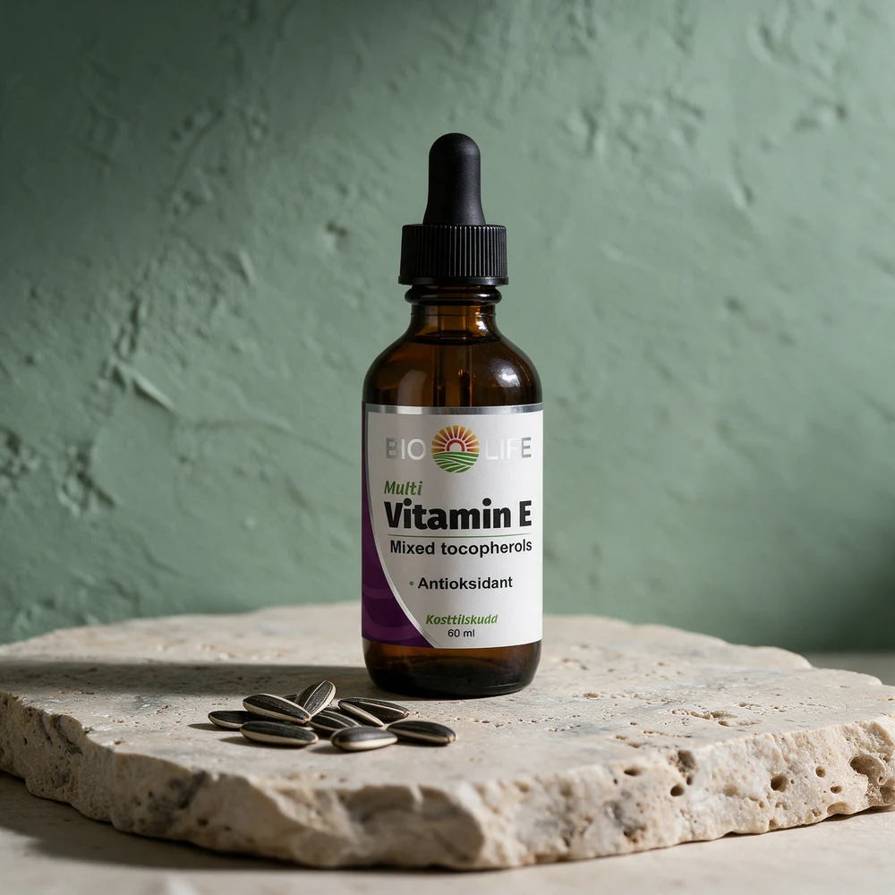 Bio Life Multi Vitamin E «Mixed tocopherols», dråpeflaske på 60 ml