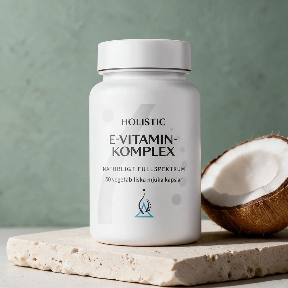 Holistic E-vitamin-komplex, boks med 30 vegetabilske myke kapsler