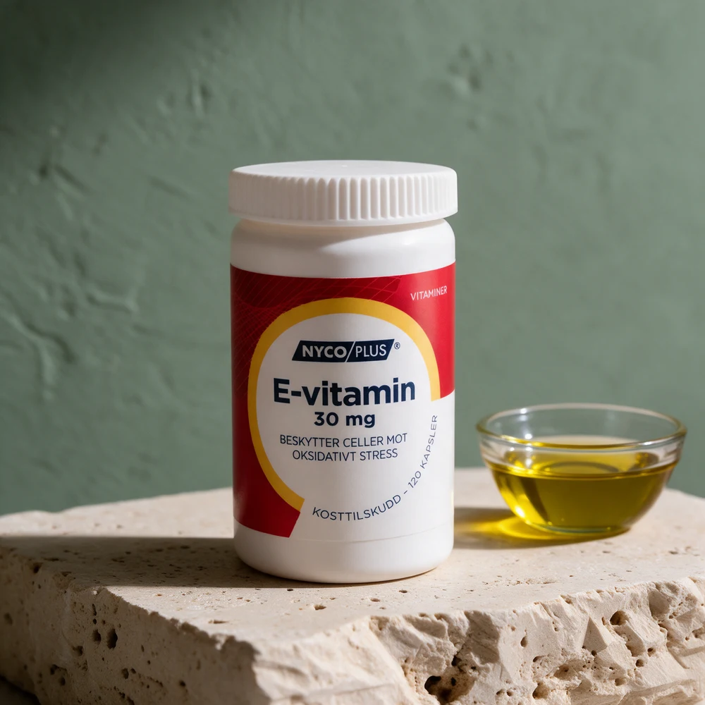 Nycoplus E-vitamin 30 mg, boks med 120 myke kapsler
