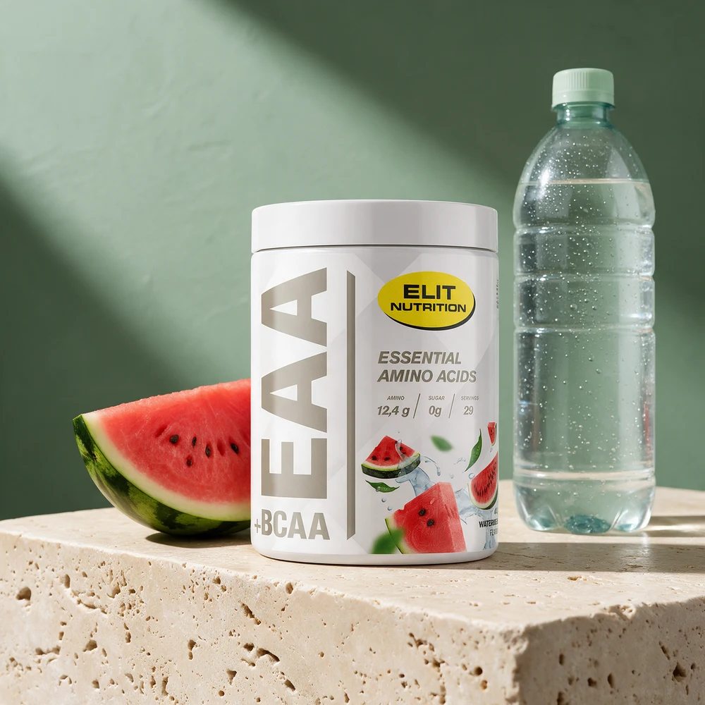 Elit Nutrition EAA + BCAA med vannmelonsmak, hvit boks på 400 gram