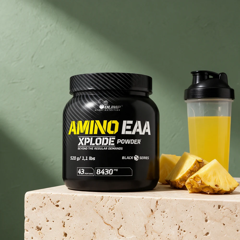 Olimp Amino EAA Xplode Powder i svart boks på 520 gram