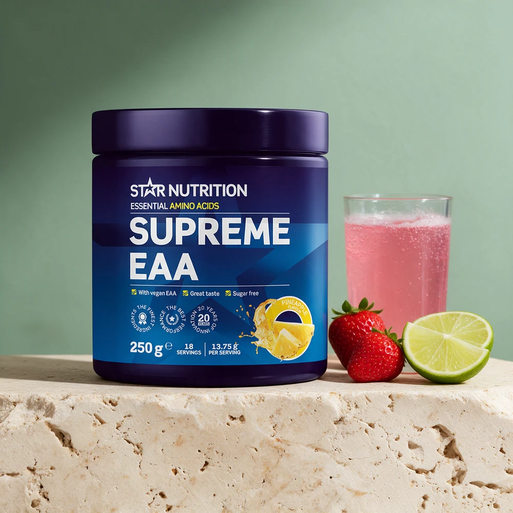 Star Nutrition Supreme EAA med ananassmak, blå boks på 250 gram