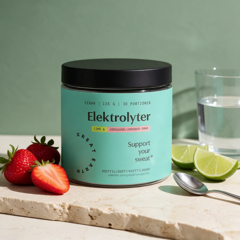 Great Earth Elektrolyter, 135 gram med lime- og jordbærsmak