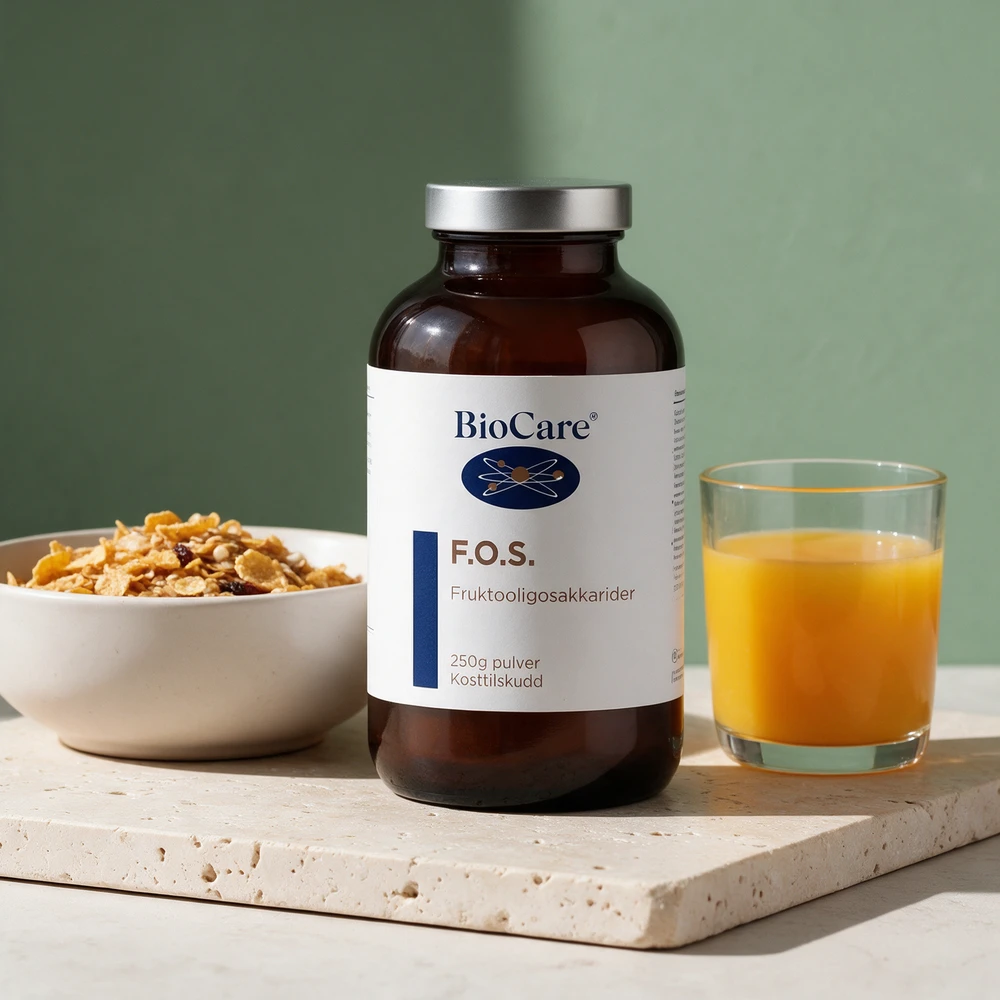 BioCare F.O.S., 250 g fruktooligosakkarider i pulver