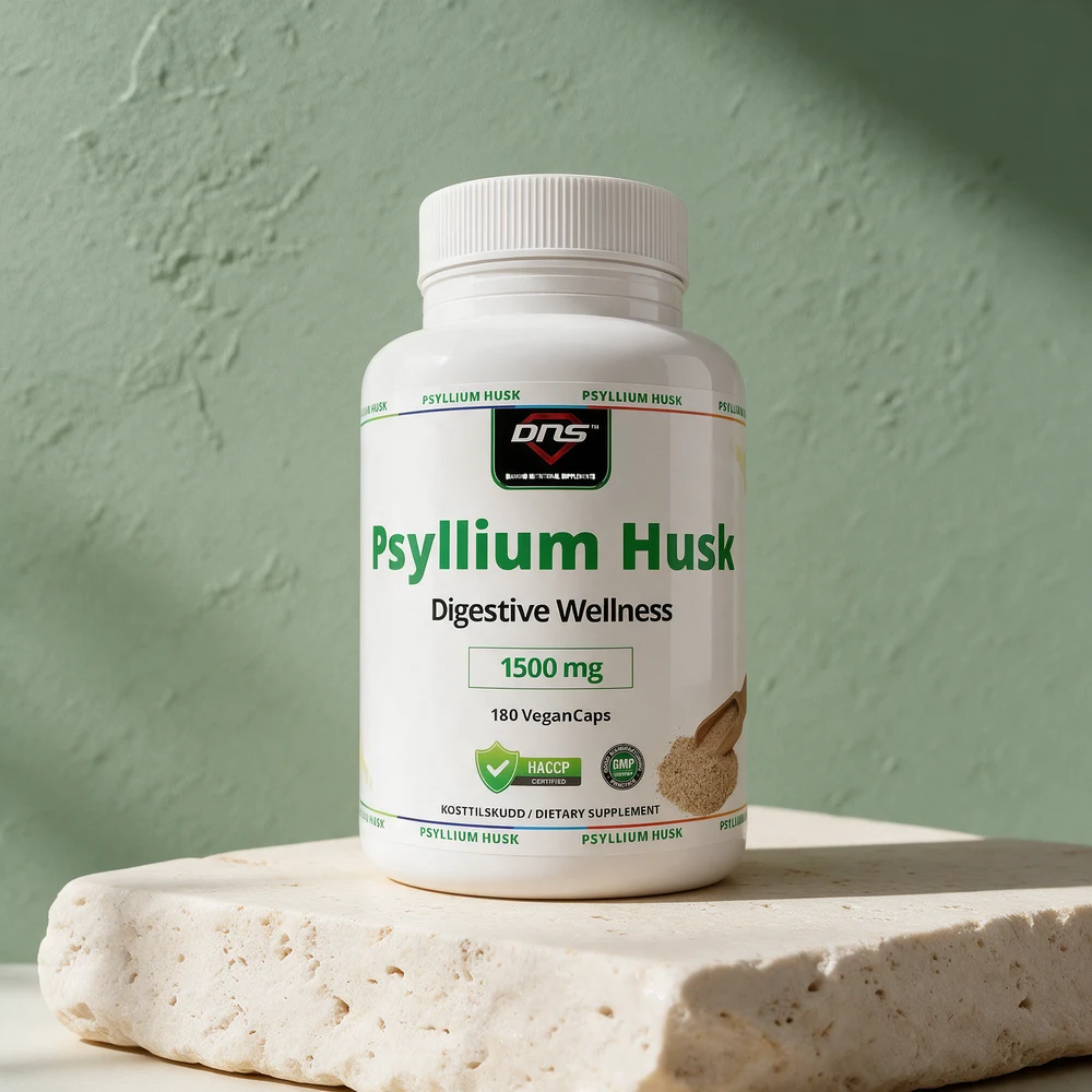 DNS Psyllium Husk, 180 veganske kapsler og 1500 mg loppefrøskall per dagsdose