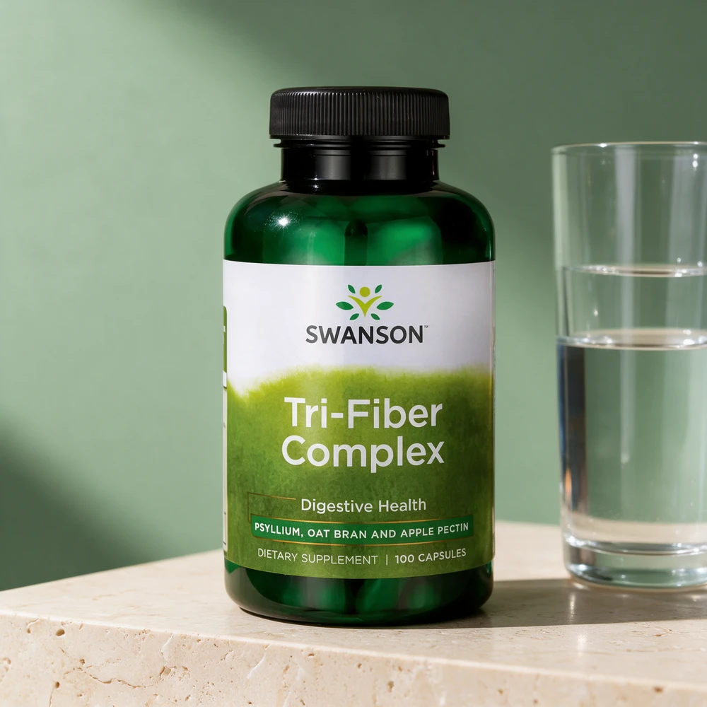 Swanson Tri-Fiber Complex, 100 kapsler med psyllium, havrekli og eplepektin