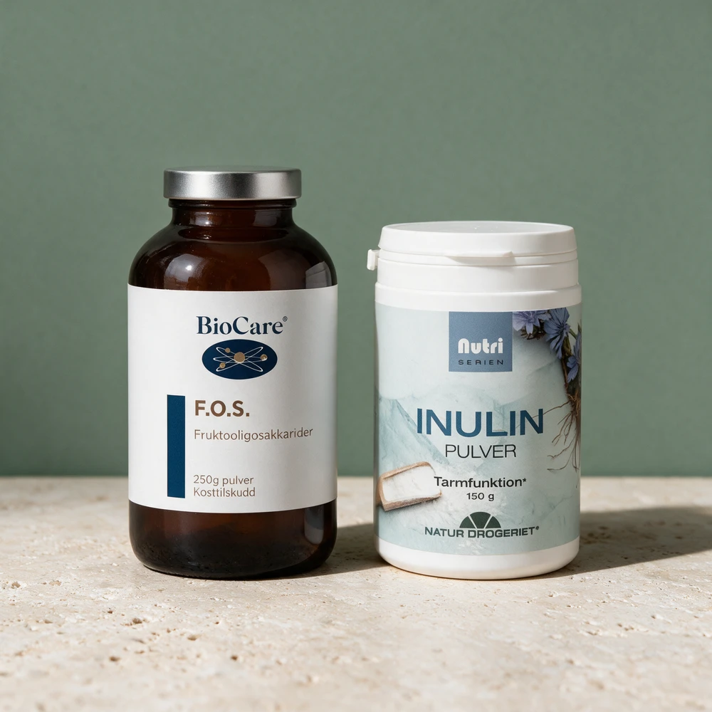 BioCare F.O.S. og Natur-Drogeriet Inulin, to rene fiberpulver