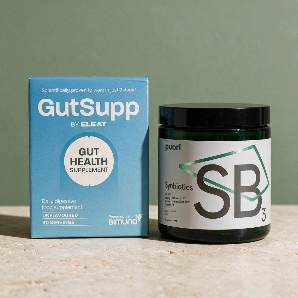 GutSupp Bimuno og Puori SB3, ferdige porsjoner med to og fire gram fiber