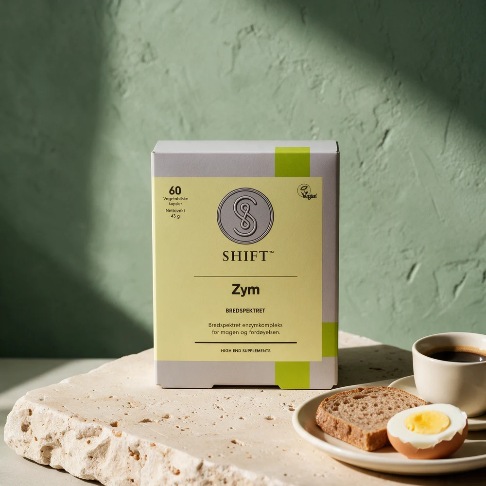 Shift Zym Bredspektret i eske med vegan-merke og 60 vegetabilske kapsler