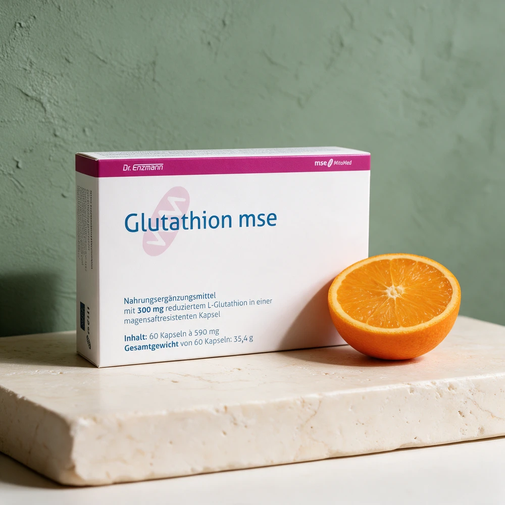Glutathion mse, eske merket 300 mg redusert L-glutation og 60 kapsler à 590 mg