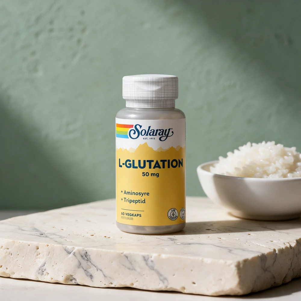 Solaray L-Glutation 50 mg, boks med 60 veganske kapsler