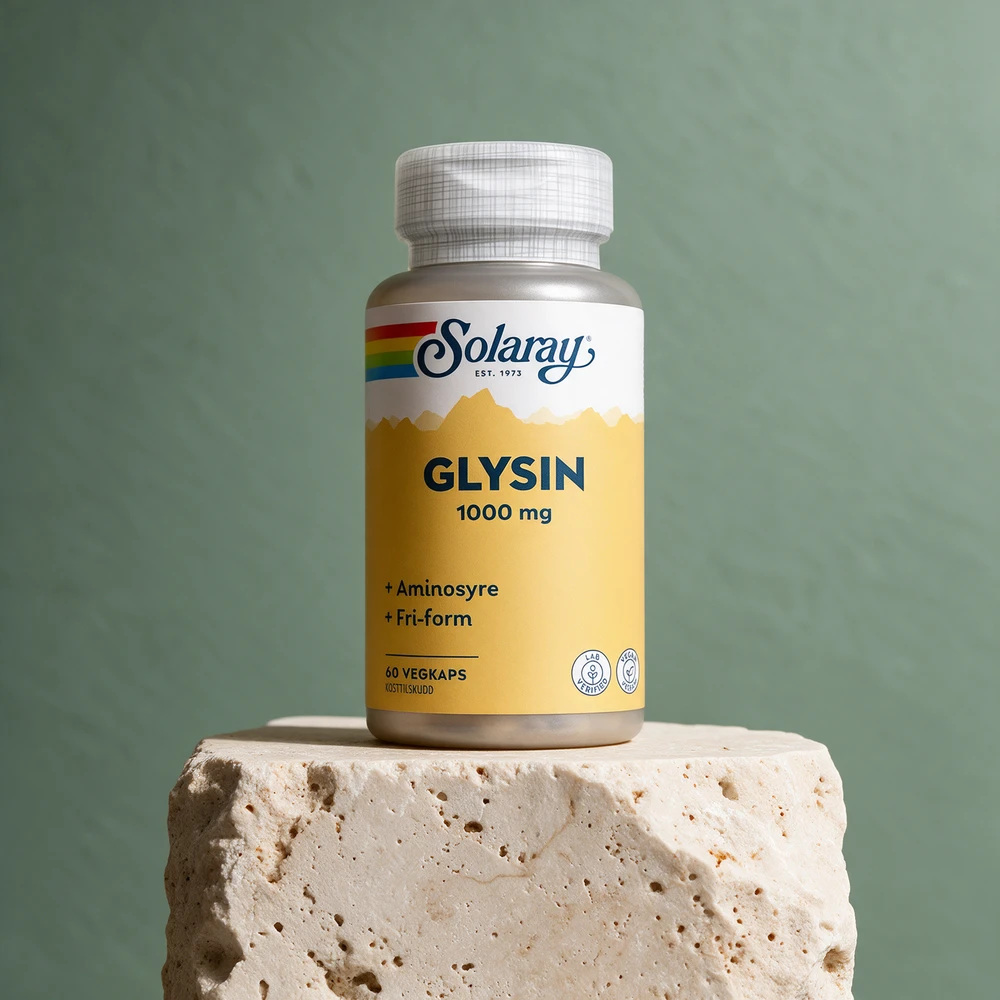 Solaray Glysin 1000 mg, liten boks med 60 vegetabilske kapsler