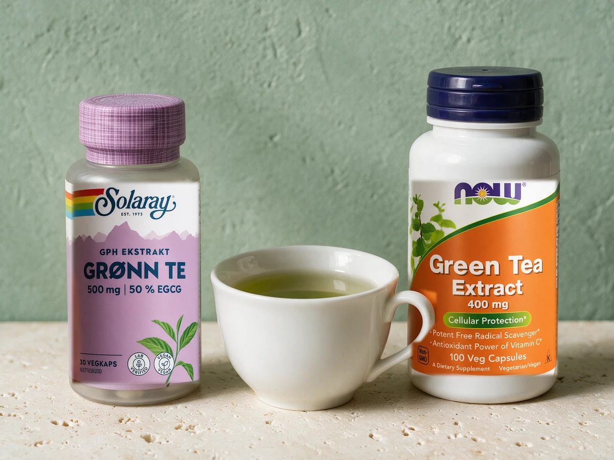 Solaray GPH Grønn Te med «500 mg | 50 % EGCG» og NOW Green Tea Extract 400 mg