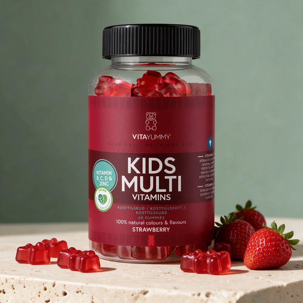 VitaYummy Multivitamin Barn, burk med røde bjørnegummier