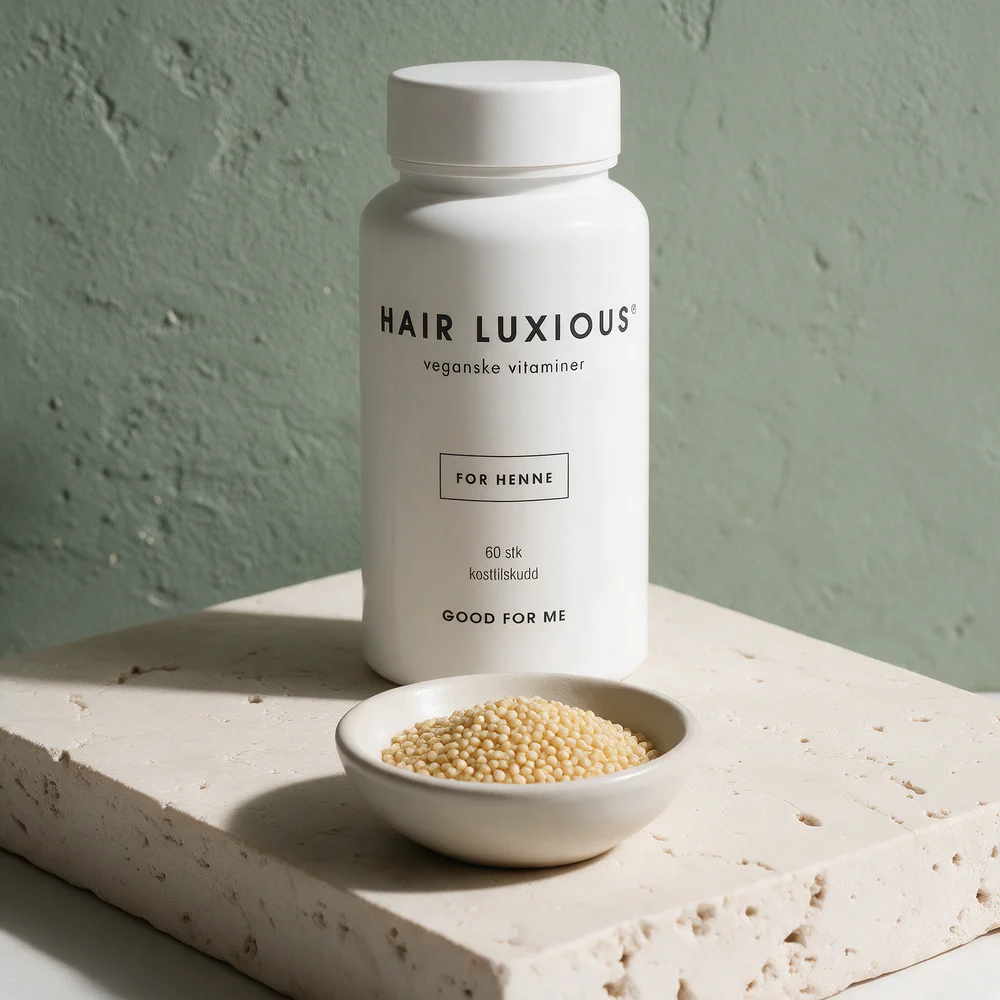 Hair Luxious For Henne, hvit krukke med 60 veganske tabletter