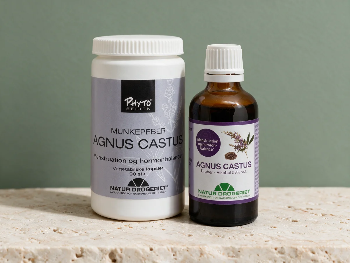 Natur Drogeriet Agnus Castus som kapsler og som dråper