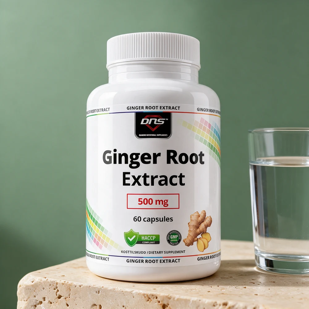 DNS Ginger Root Extract, boks med 60 kapsler à 500 mg ekstrakt 20:1
