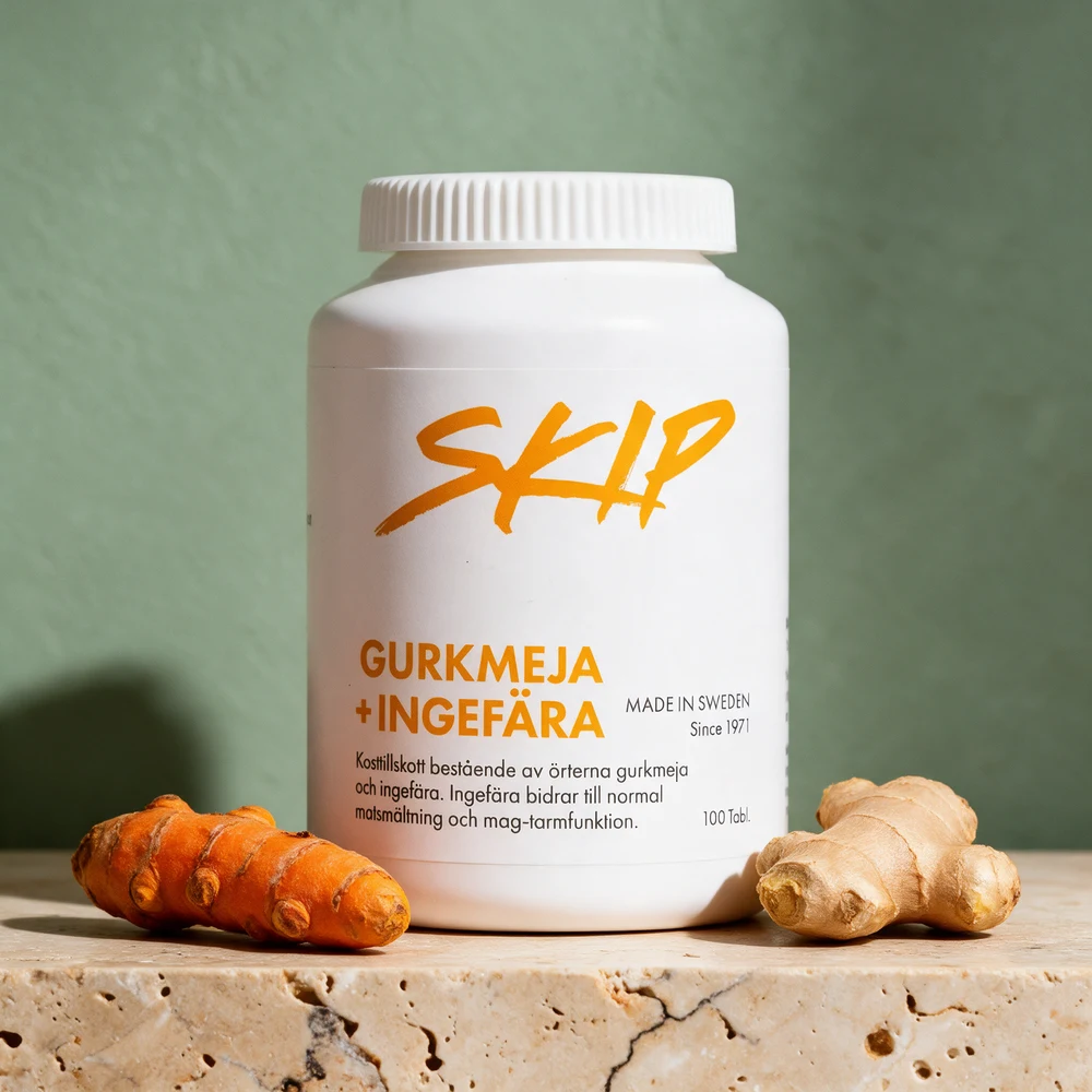 SKIP Gurkmeja + Ingefära, boks med 100 tabletter