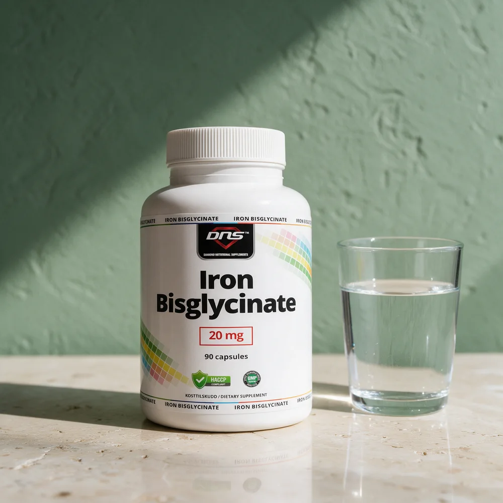 DNS Iron Bisglycinate 20 mg, boks med 90 kapsler
