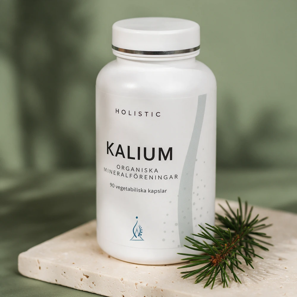 Holistic Kalium, hvit flaske med 90 vegetabilske kapsler