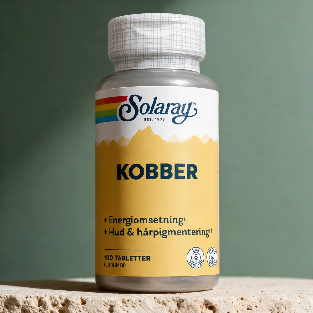 Solaray Kobber, boks med 100 vegetabilske tabletter