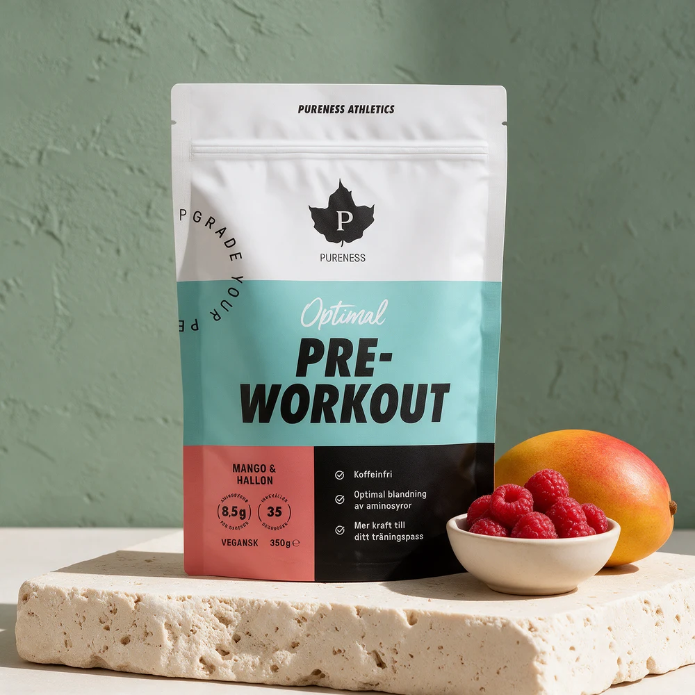 Pureness Athletics PWO i Mango & Hallon, stående pose på 350 gram med 8,5 g aminosyrer og 35 doser