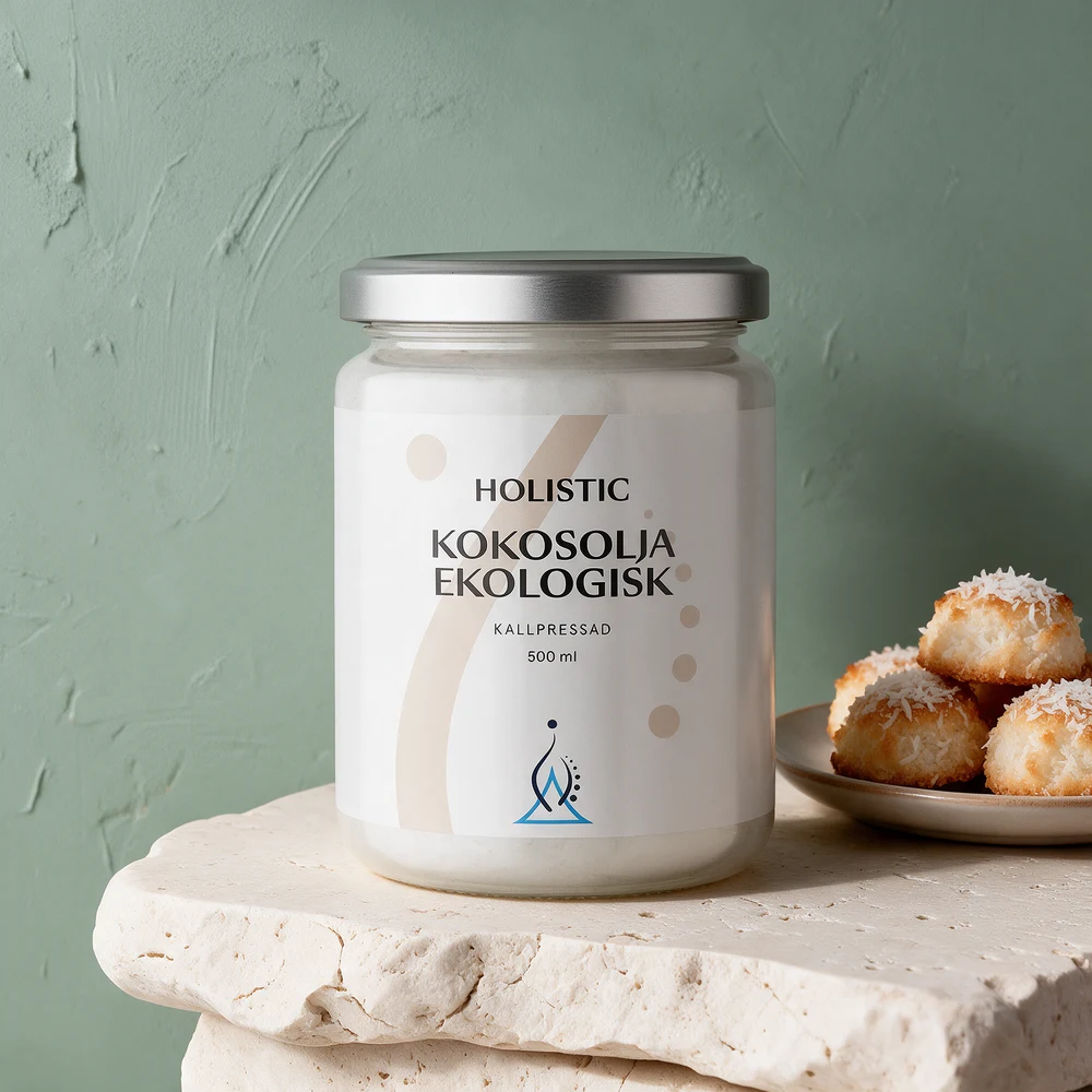 Holistic Kokosolja Ekologisk «Kallpressad» i glasskrukke på 500 ml