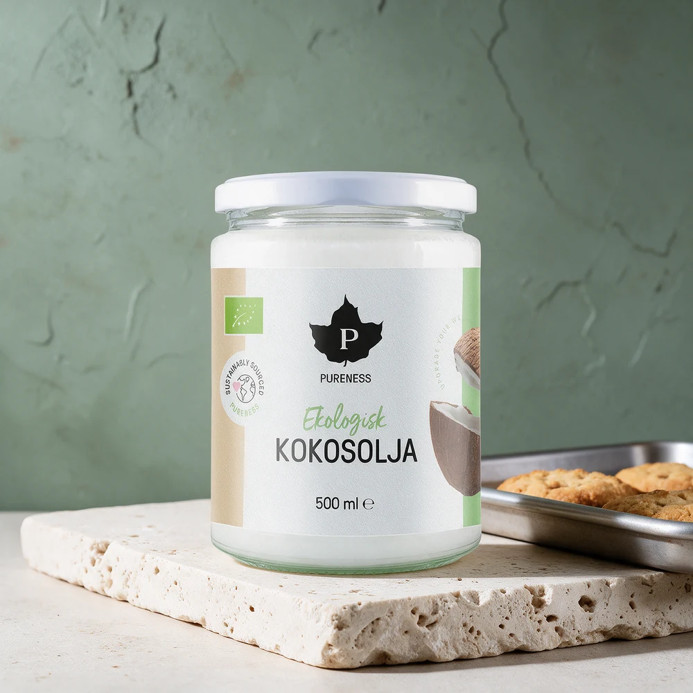 Pureness Ekologisk Kokosolja, 500 ml i glasskrukke