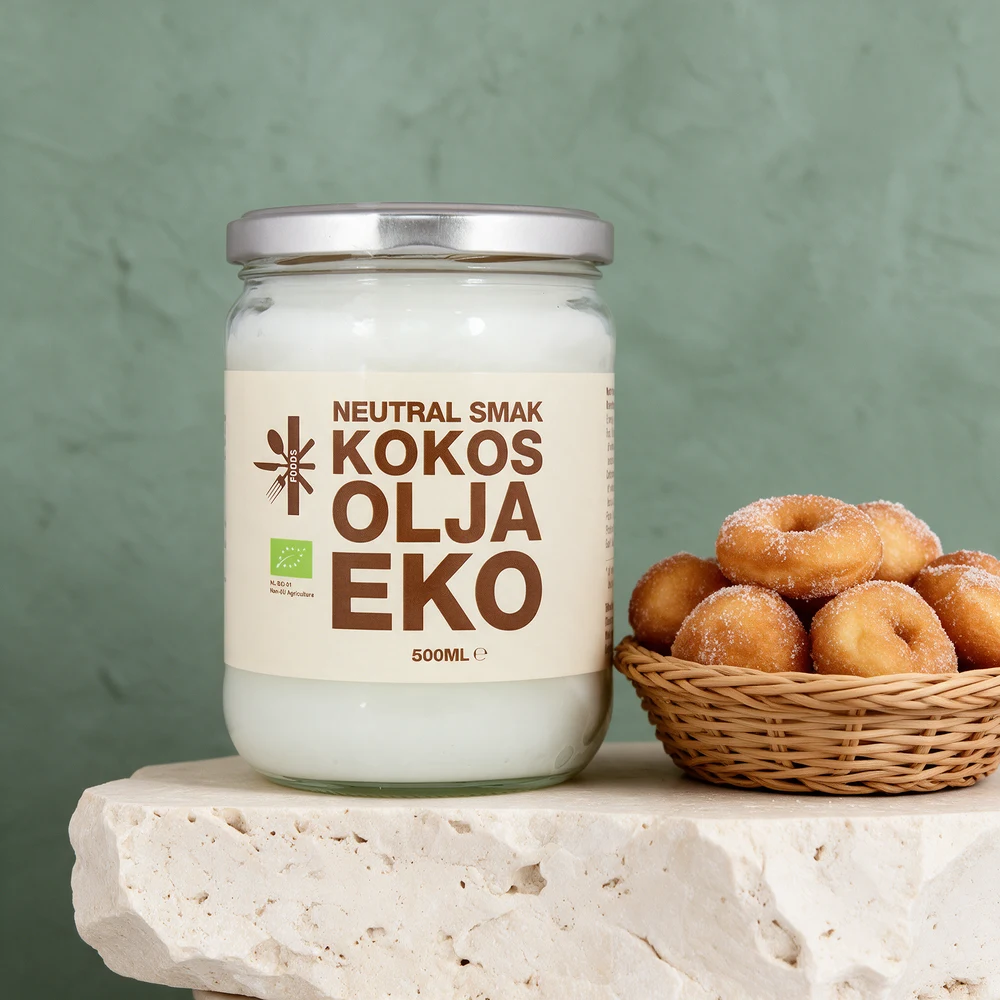 Superfruit Kokos Olja Eko «Neutral smak» i glasskrukke med skrulokk av metall