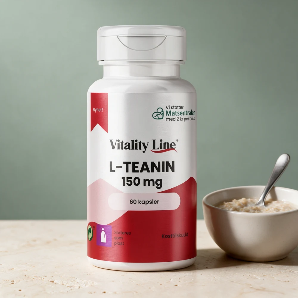Vitality Line L-Teanin 150 mg, boks med 60 kapsler