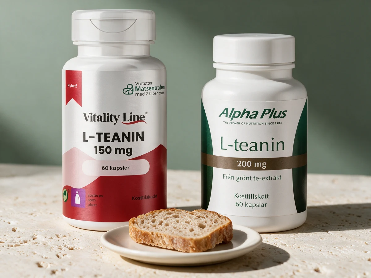 Vitality Line L-Teanin 150 mg og Alpha Plus L-teanin 200 mg fra grønn te-ekstrakt