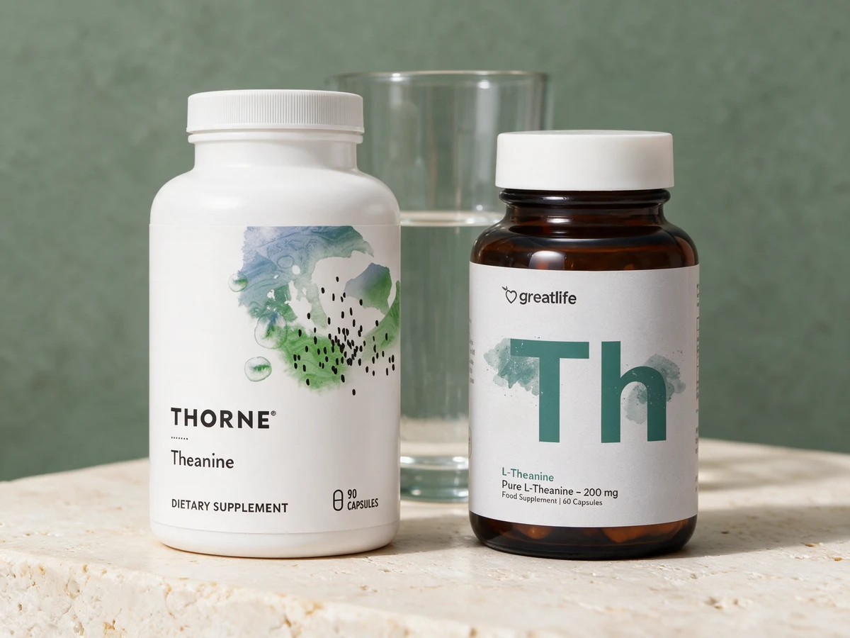 Thorne Theanine og Greatlife L-Theanine, de to rene teaninkapslene med høyest pris per 200 mg
