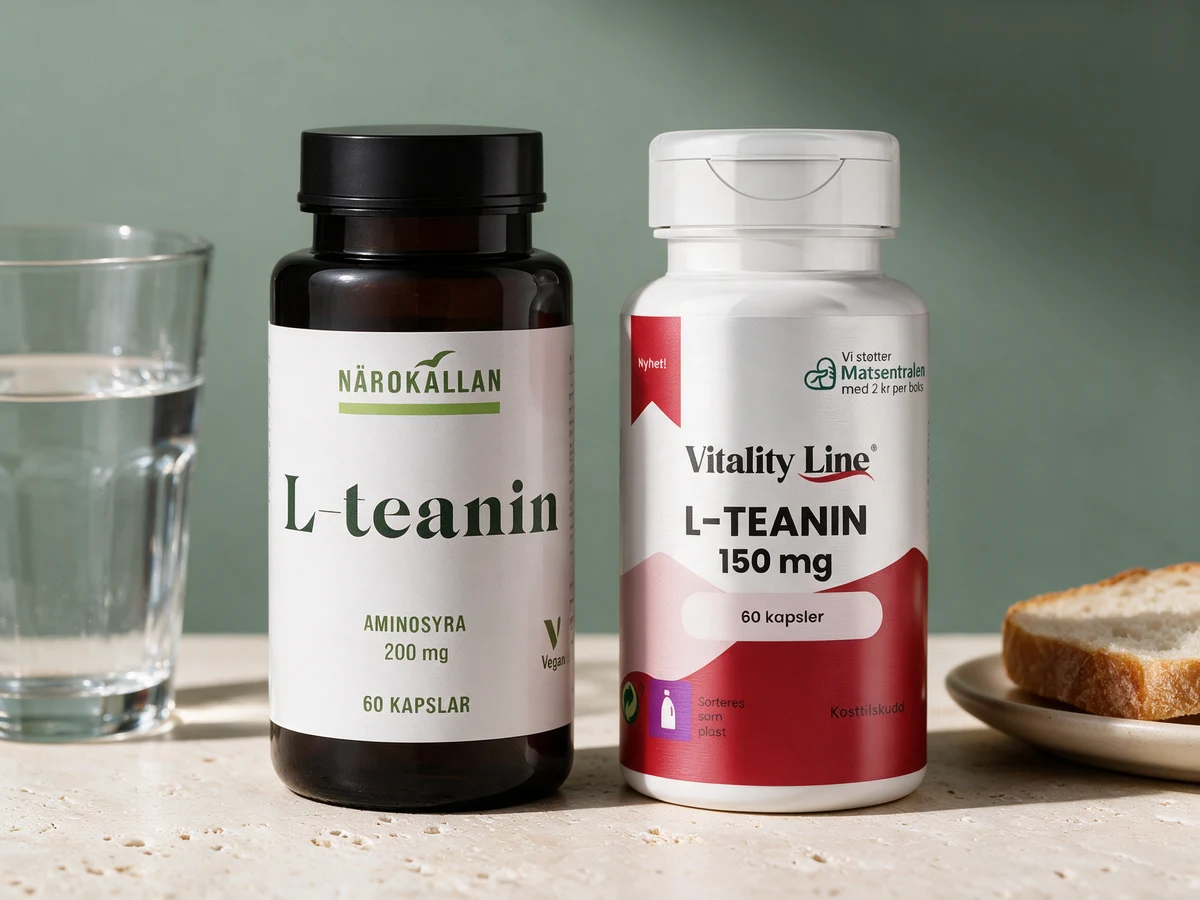 Närokällan L-teanin og Vitality Line L-Teanin 150 mg